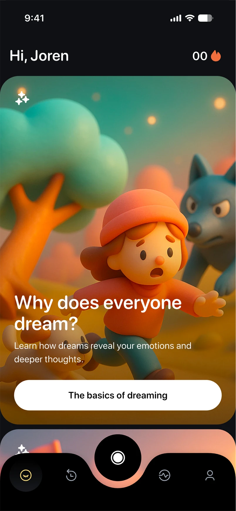 Dreamlab app — screen one