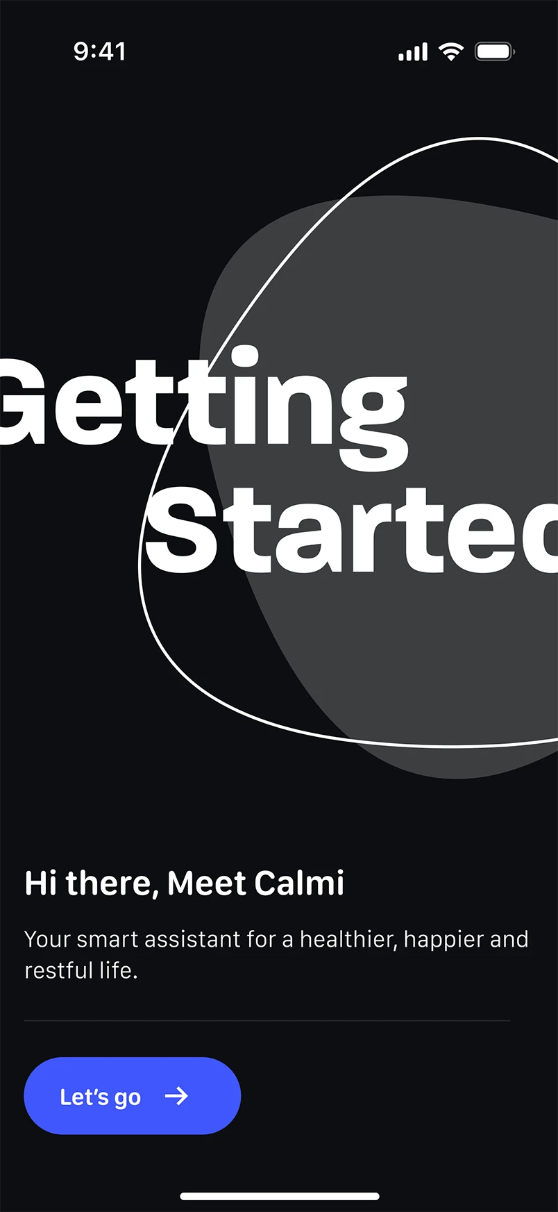 Calmi app — screen one
