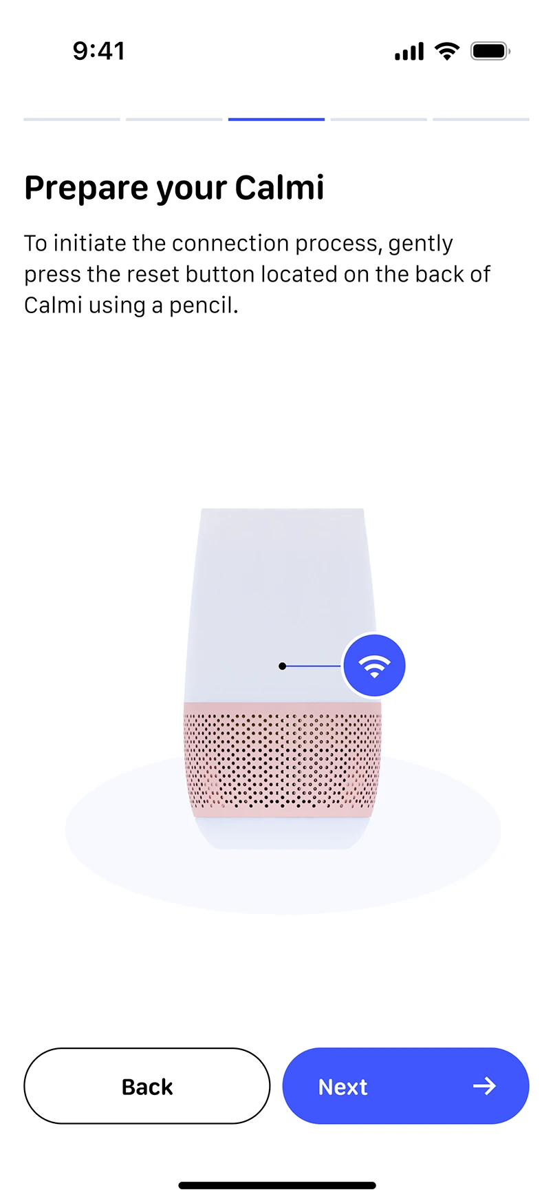 Calmi app — screen two