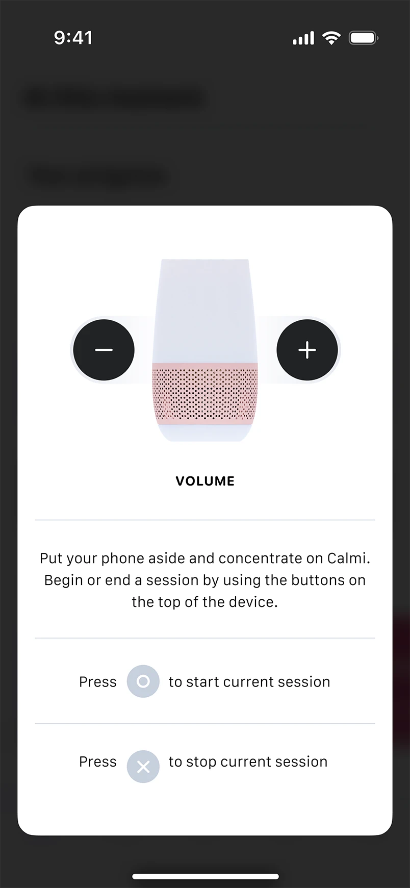 Calmi app — screen six