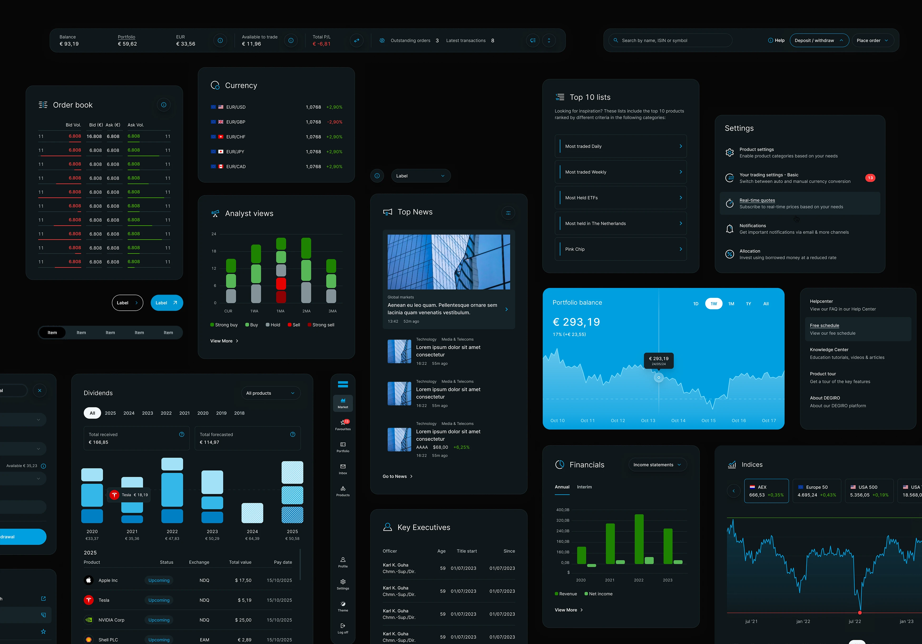 DEGIRO — design system components