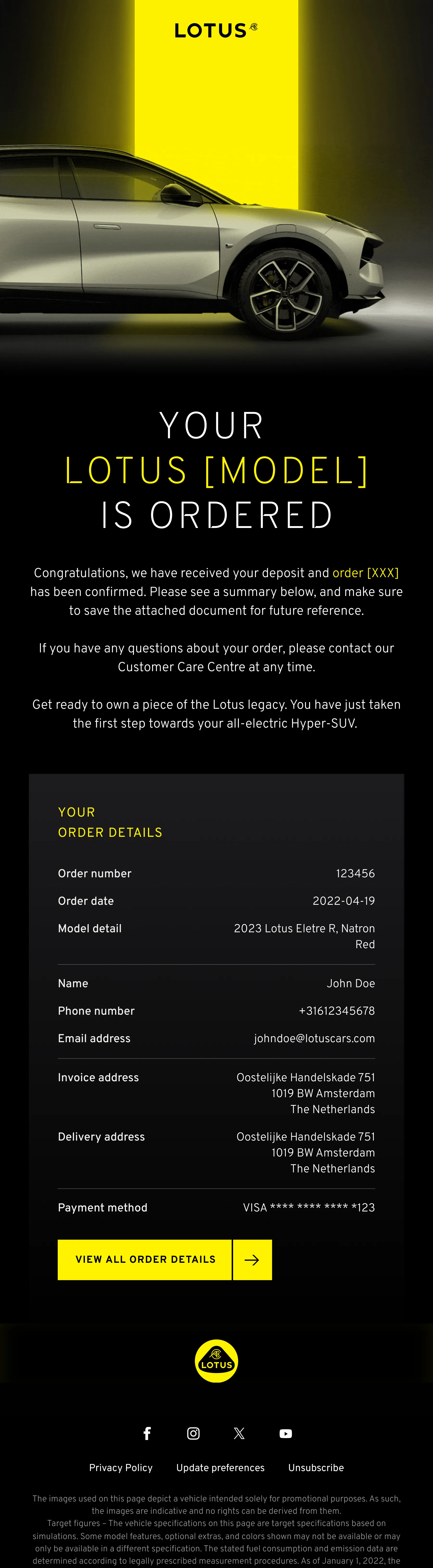 Lotus CRM — Order confirmation