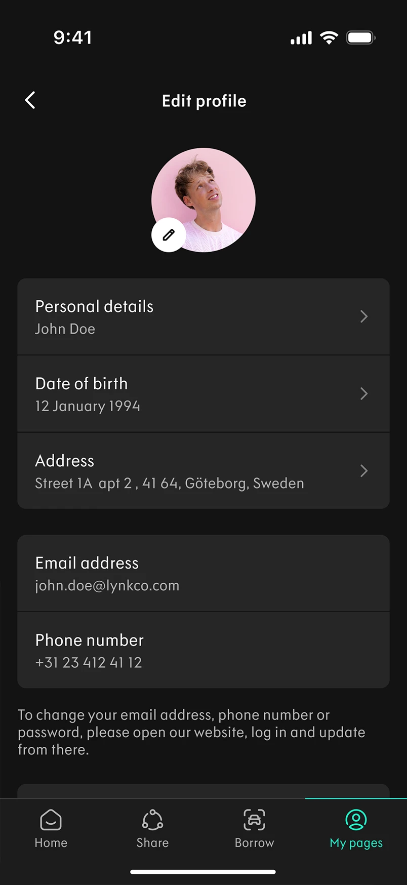 Lynk & Co app — screen six