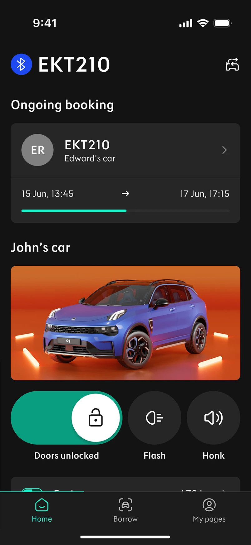 Lynk & Co app — sharing screen six